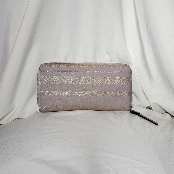 Kate Spade NY Haven Lane Zip-Around Wallet in a Gray/Lavender w/ Glitter Stripes - Picture 4 of 7